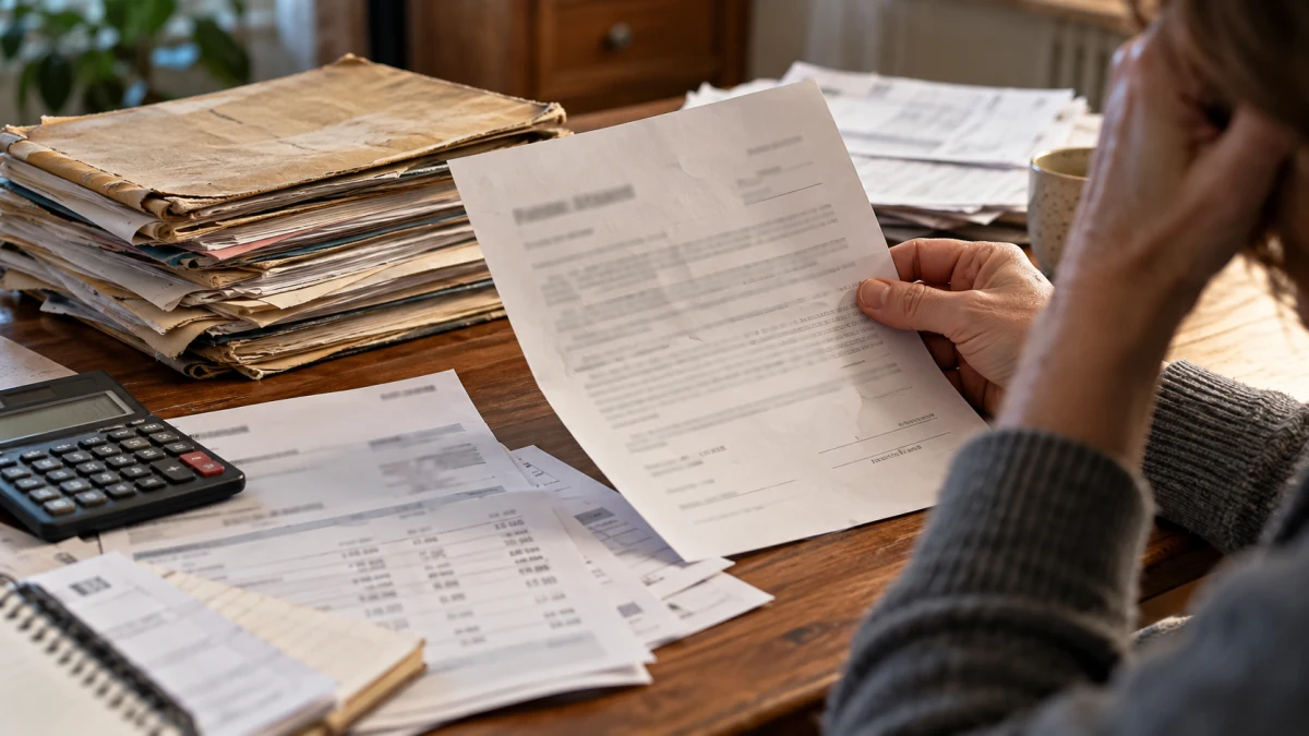 מסמכי ערבות בנקאית ודפי חשבון מונחים על שולחן לצד עט ומחשבון