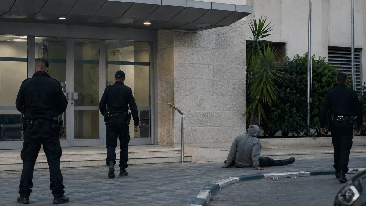 ניידת משטרה סמוך לבית משפט