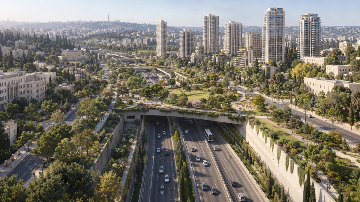 דרך בגין בירושלים באזור המתוכנן לקירוי ולפארק, בין בית הכרם לגבעת רם