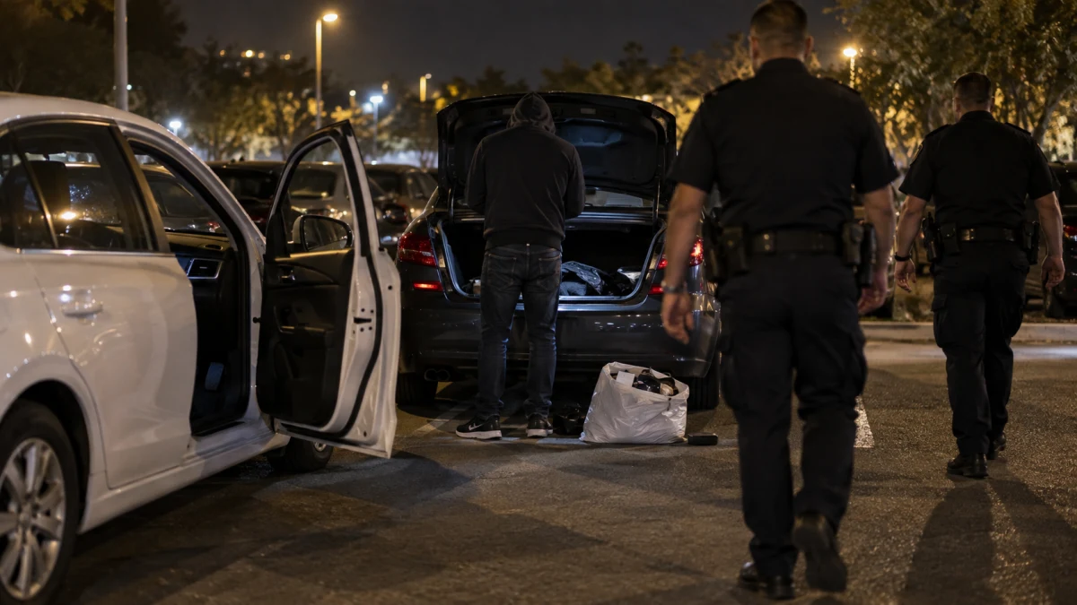 רכב פרוץ בחניון ציבורי בבית שאן, אחד מחמשת תיקי הרכוש שבהם הורשע הנאשם
