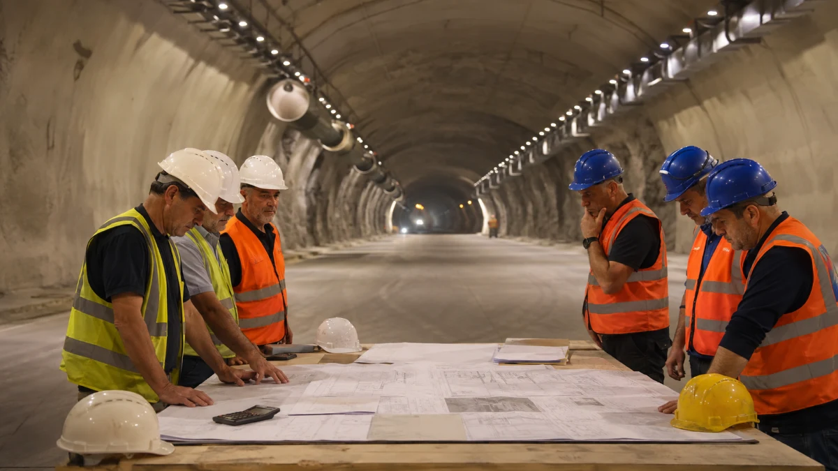 מנהרת תחבורה מוארת בפרויקט מנהרות הכרמל לאחר השלמת העבודות