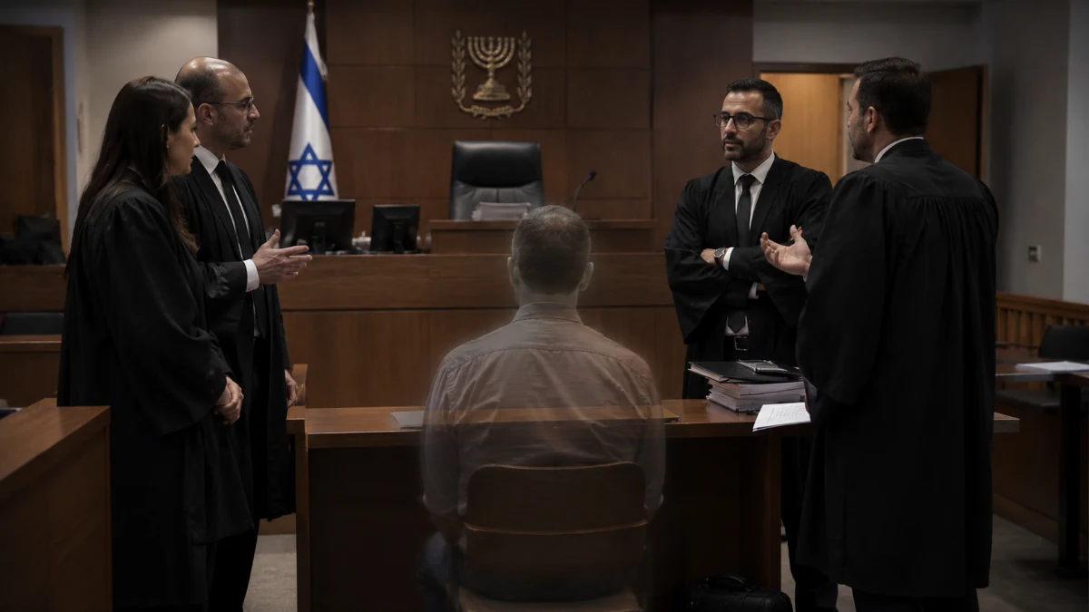 אולם בית משפט וכיסא עורך דין ריק, להמחשת תביעת רשלנות מקצועית נגד עורך דין