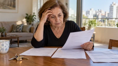 בניין מגורים ותיק בלוד עם מפתח דירה ומסמכי משכנתה על שולחן