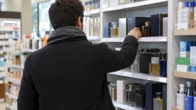 מדפי בשמים ומוצרי טיפוח בחנות פארם