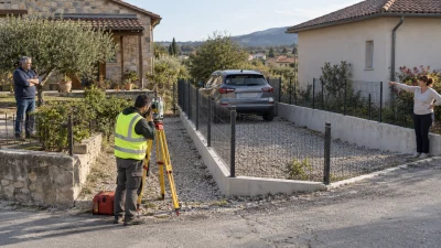 שטח חניה קטן בין שני מגרשים בכפר, תחום בגדר סמוך לבית מגורים