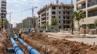 תשתיות מים עירוניות וצנרת פיתוח בשכונה חדשה בכפר סבא