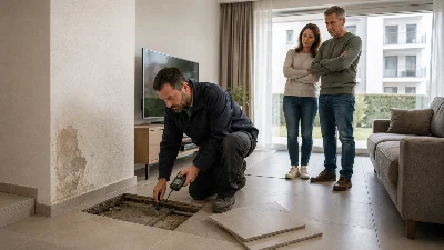 בדיקת רטיבות מתחת לריצוף בדירת מגורים