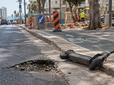 תמונה עבור תל אביב: נפלה מקורקינט לבור בכביש - העירייה תשלם כ-246 אלף שקל